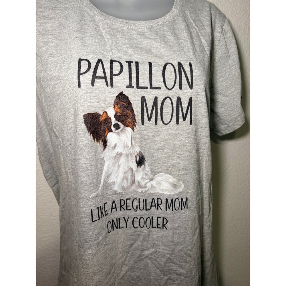 Gildan Papillon Mom Like A Regular Mom But Cooler Grey Shirt Size L